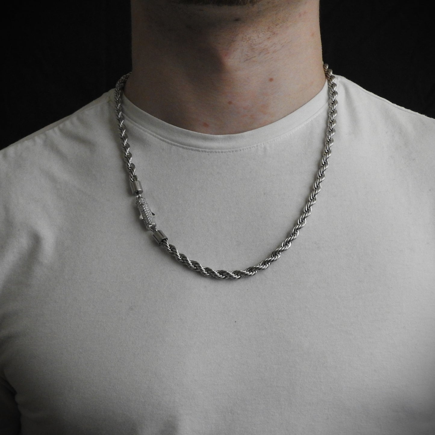 Rope Chain Iced Clasp Plata