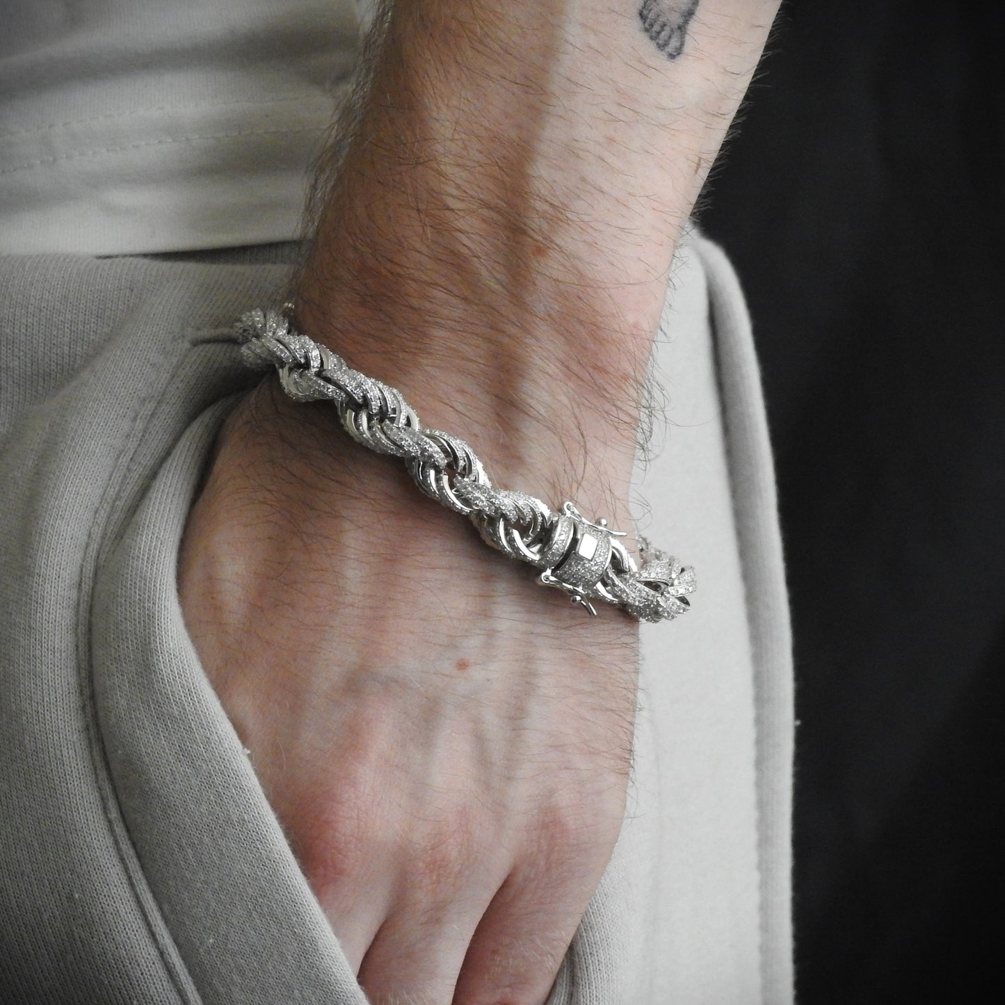 Silver Iced rope bracelet