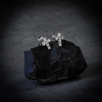 Mini Cross Earrings Plata