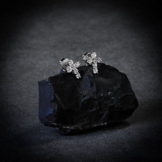 Mini Cross Earrings Plata