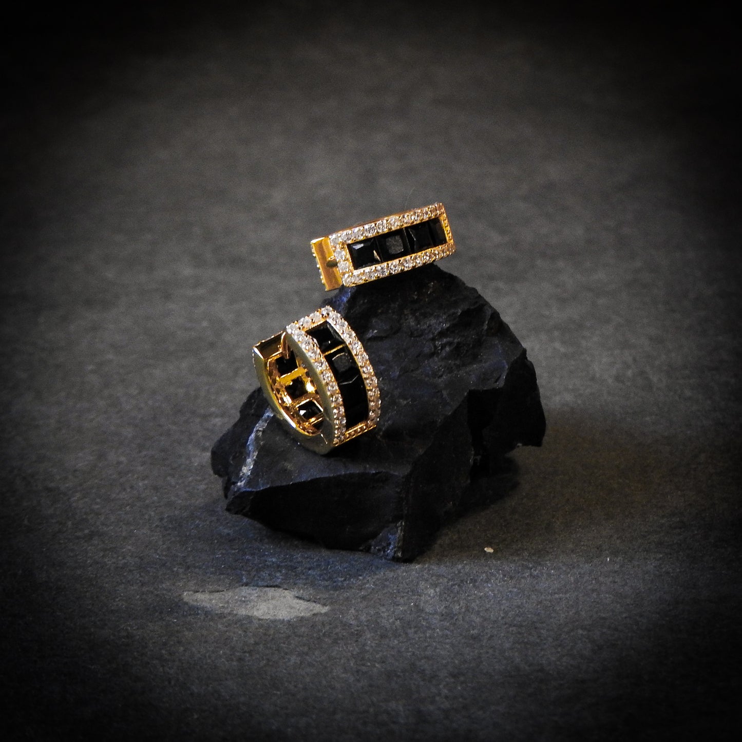 Black Baguette Earrings