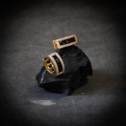 Black Baguette Earrings