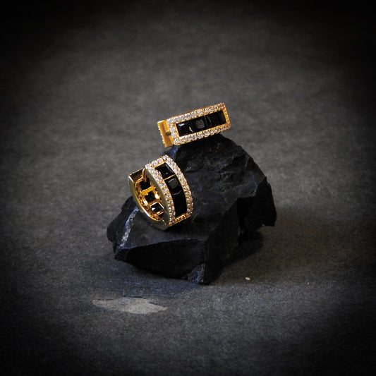 Black Baguette Earrings