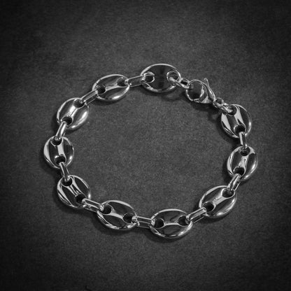 Anchor Puff Bracelet 10mm Plata