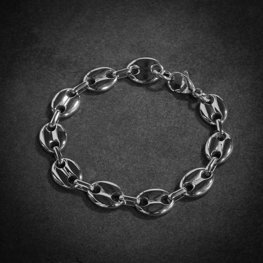 Anchor Puff Bracelet 10mm Plata