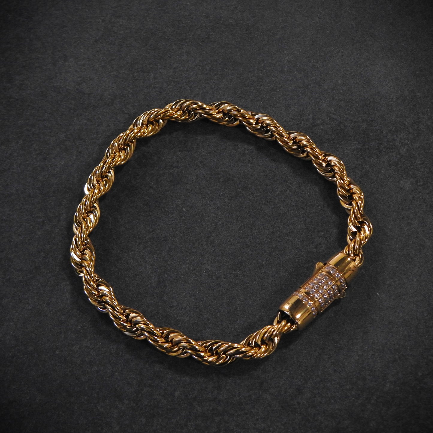 Rope Chain Bracelet Iced Clasp