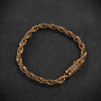 Rope Chain Bracelet Iced Clasp