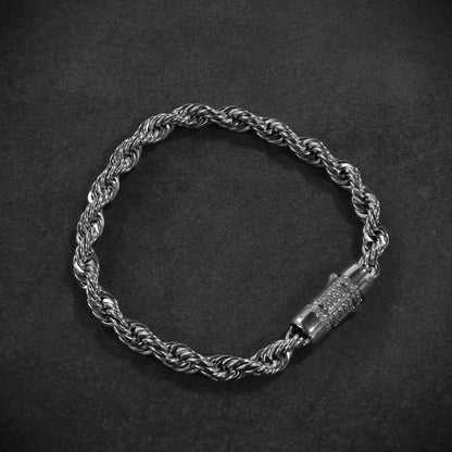 Rope Bracelet Iced Clasp Plata