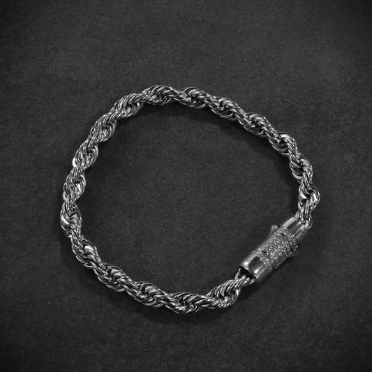 Rope Bracelet Iced Clasp Plata