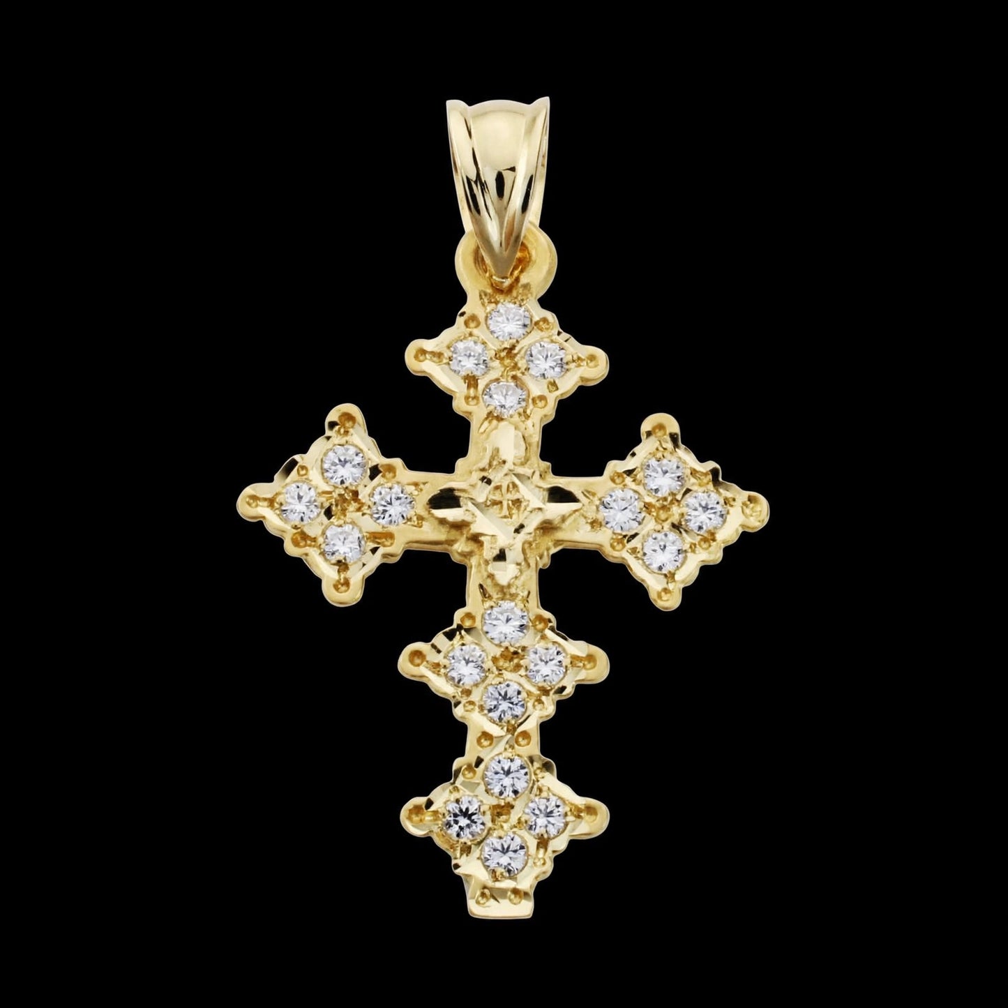 Cruz de oro amarillo Canjáyar circonita - 18K