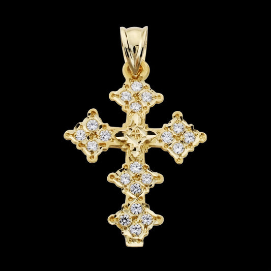 Cruz de oro amarillo Canjáyar circonita - 18K