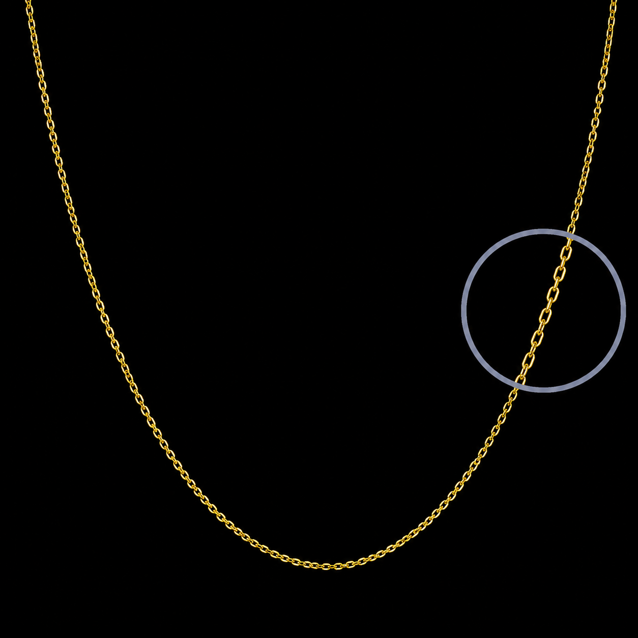 Cadena de oro amarillo forzada maciza. ancho: 0,7 mm - 9K