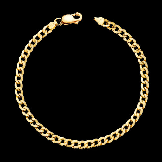 Pulsera de oro amarillo barbada plana hueca - 18K