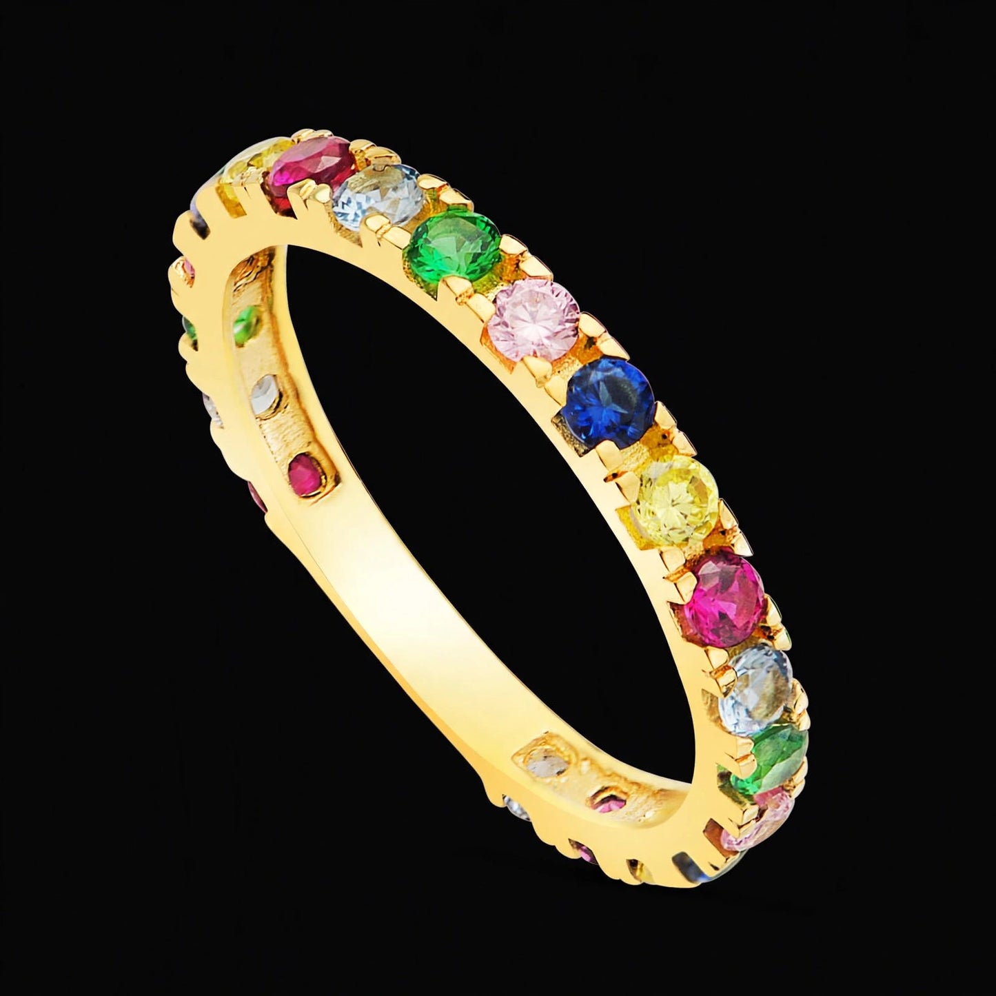 Alianza de oro amarillo circonita colores garras - 18K