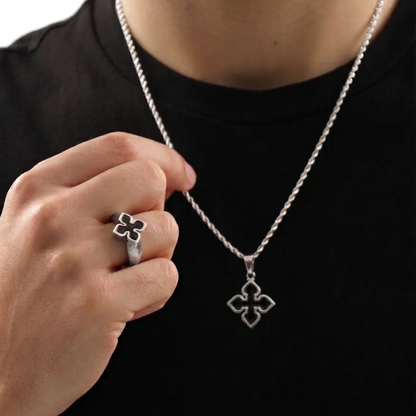 Anillo Black Flower Plata - Gold Dealers