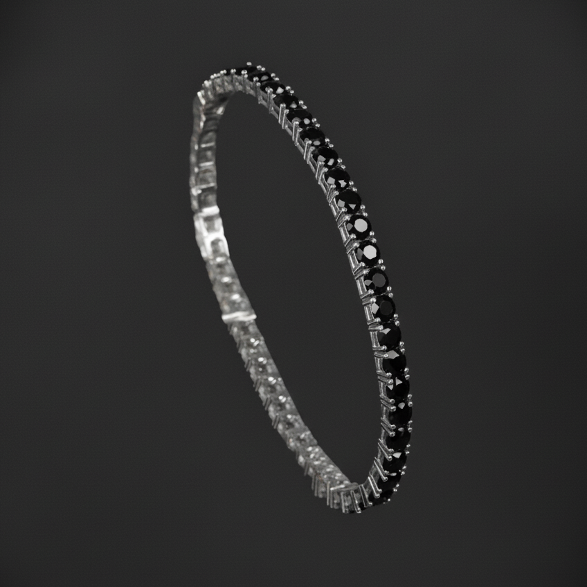 Pulsera tennis black plata