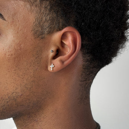 Mini Cross Earrings Plata