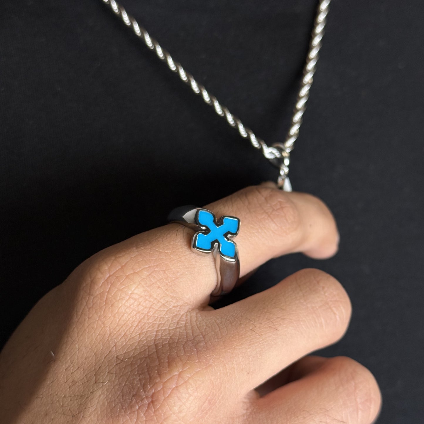 Anillo Blue Flower Plata