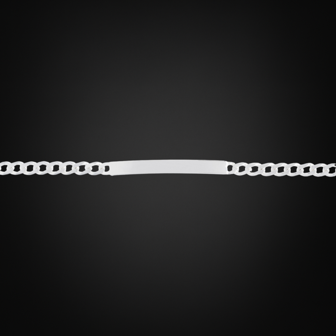Pulsera Cubana con placa Plata Italiana