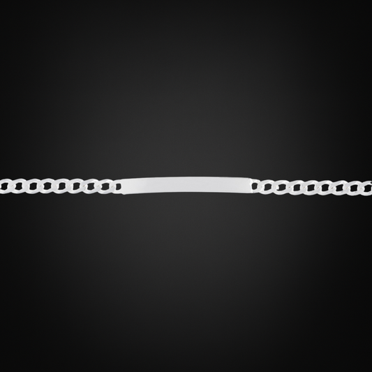 Pulsera Cubana con placa Plata Italiana