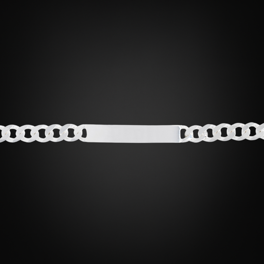 Pulsera Cubana con placa Plata Italiana 8mm