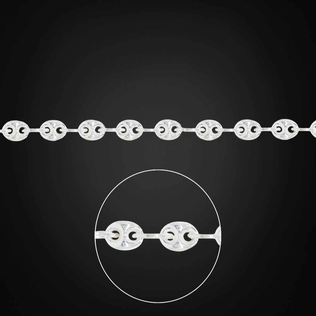 Pulsera Anchor Puff Plata Italiana 5mm