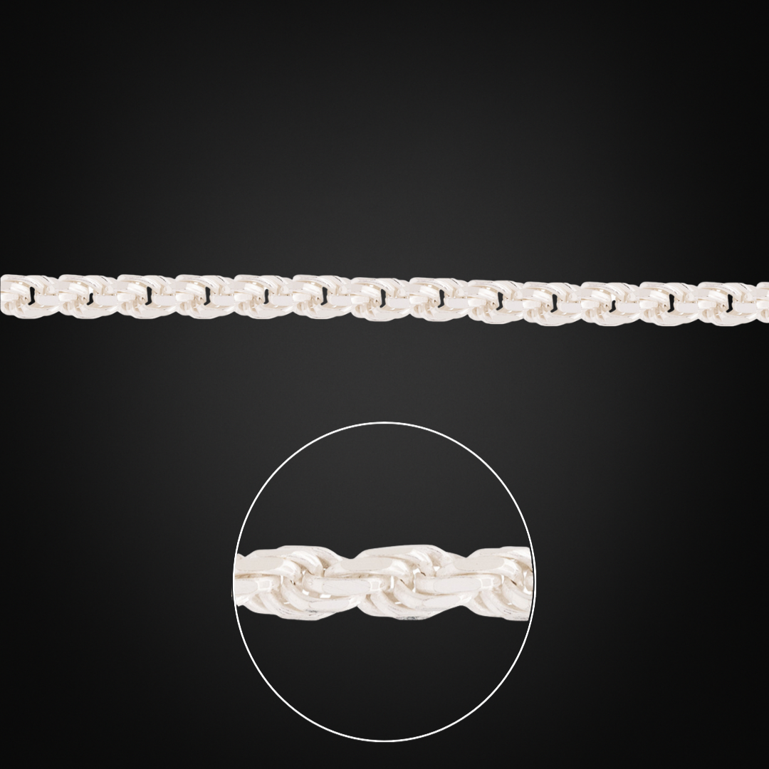 Italian Silver Rope Bracelet 4mm