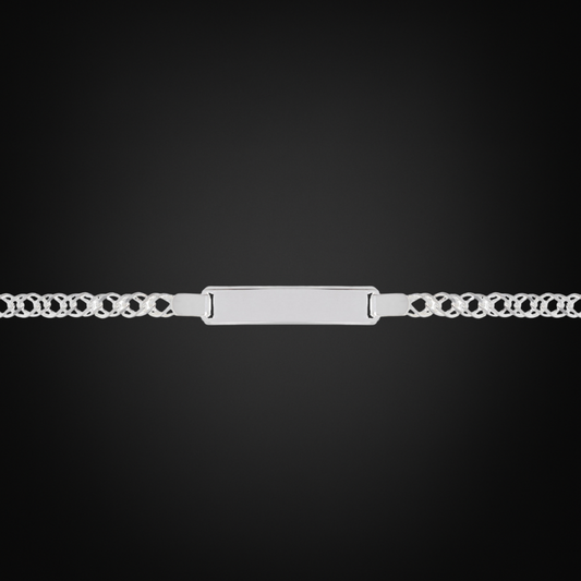 Pulsera doble rombo con placa Plata Italiana 4mm