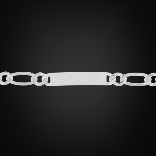 Pulsera Fígaro con placa Plata Italiana 10mm