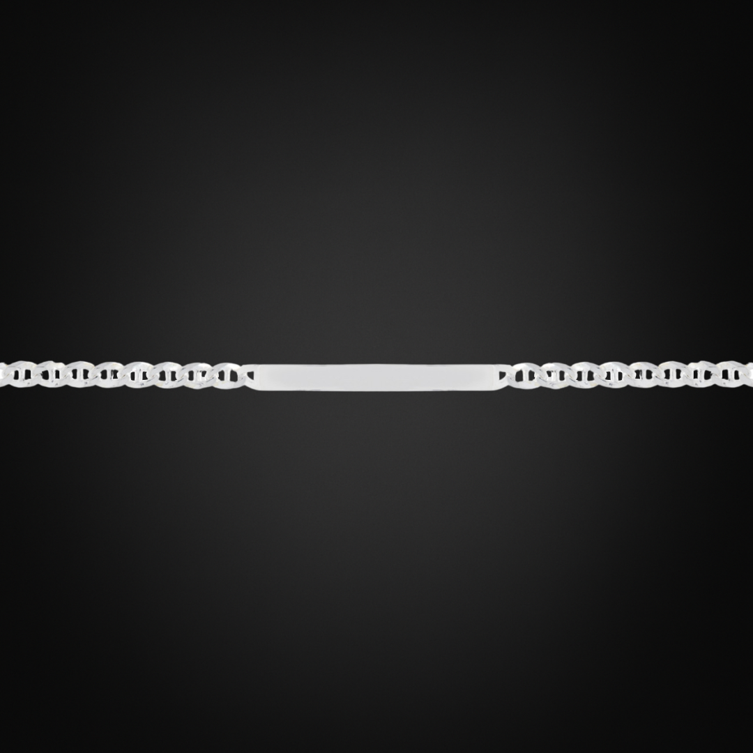 Pulsera ancla con placa Plata Italiana 3mm