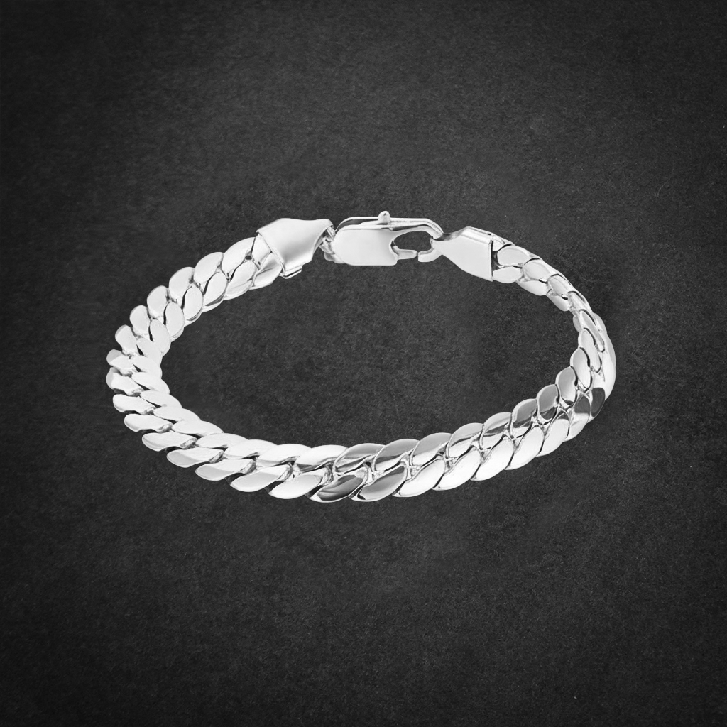 Brazalete Flat Cuban Plata