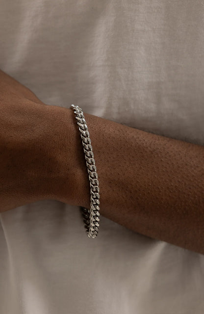 Pulsera Cubana Plata Italiana 6mm