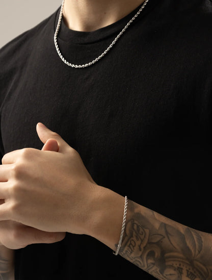 Italian Silver Rope Bracelet 4mm