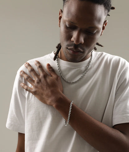 Italian Silver Rope Bracelet 7mm