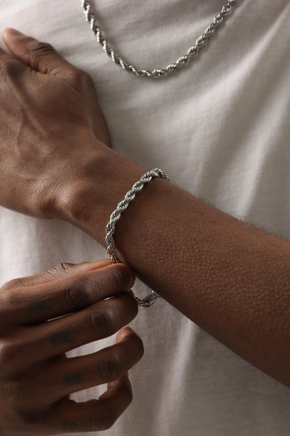 Italian Silver Rope Bracelet 7mm